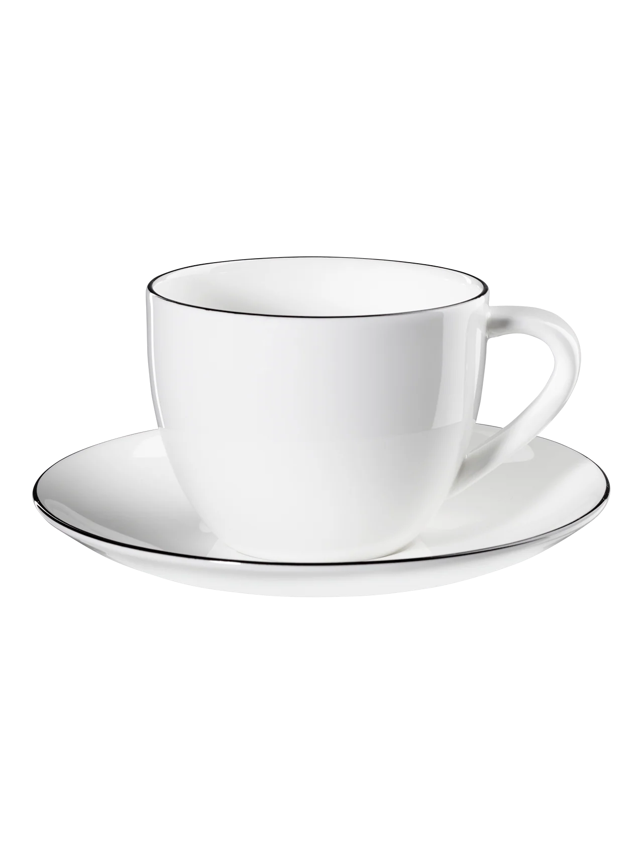 cappuccinotasse mit unterteller, ligne noire