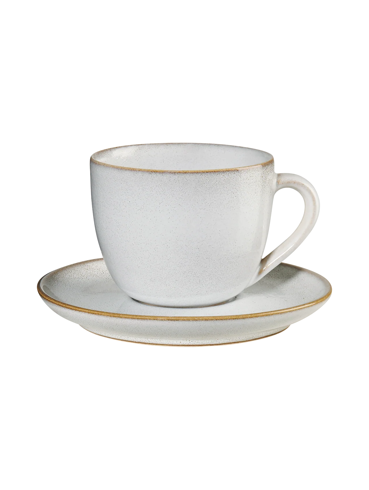 cappuccinotasse mit unterteller, sand