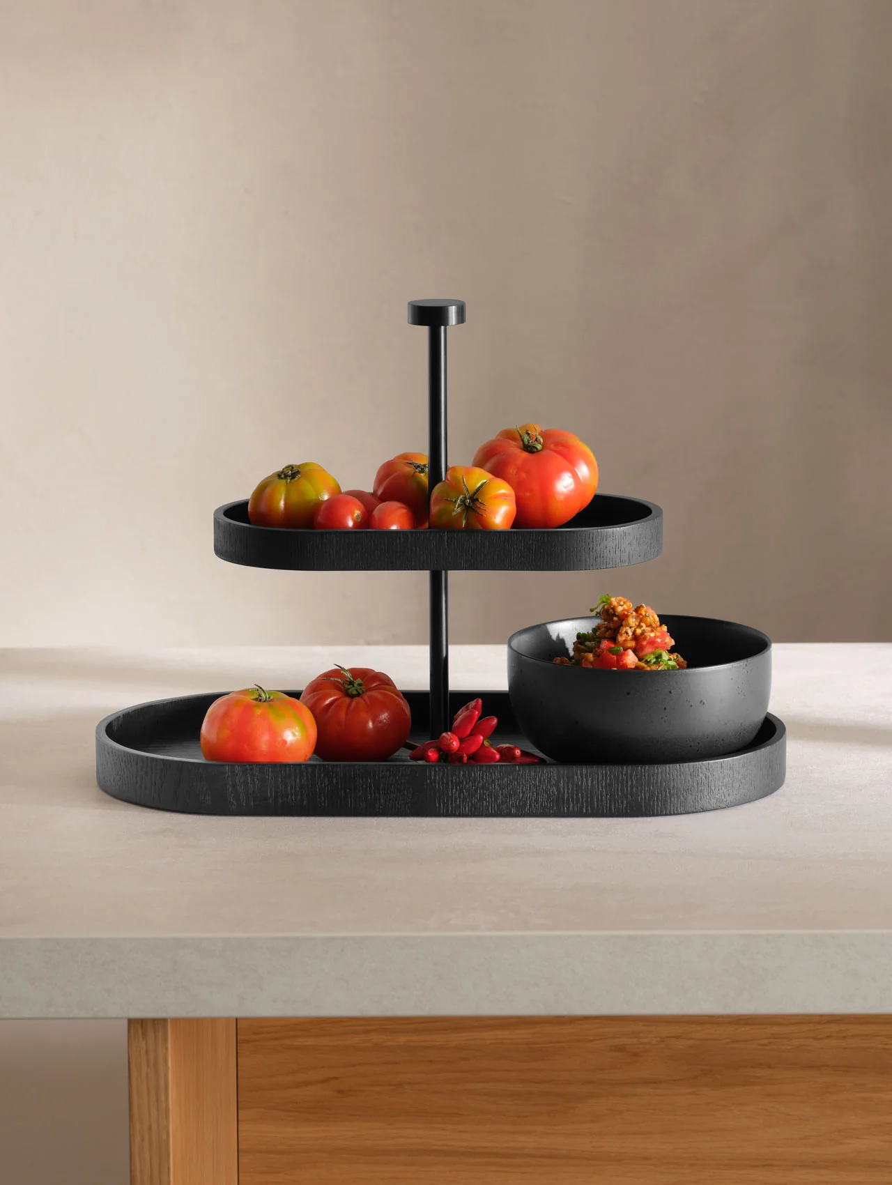 etagere 2-stufig, oval, schwarz - Image 3