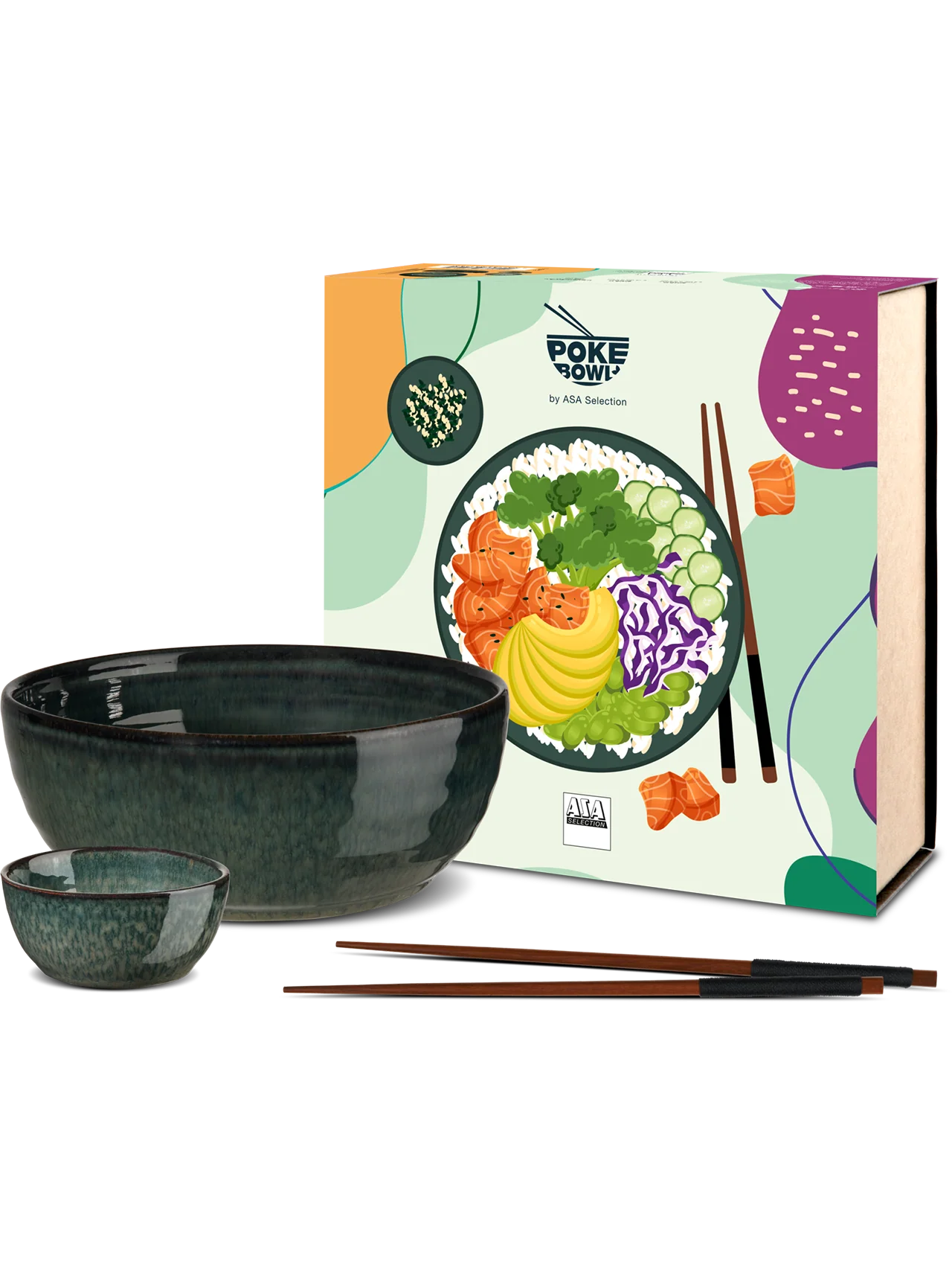 poké bowl set, ocean