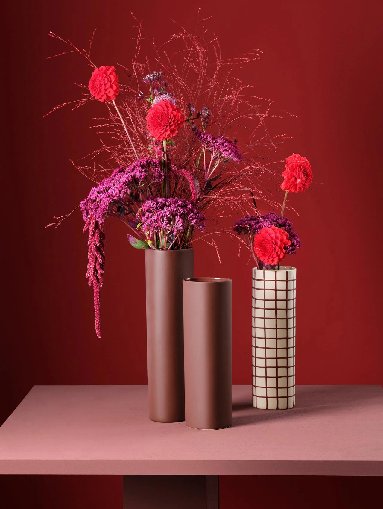 vase, bordeaux squares - Image 2