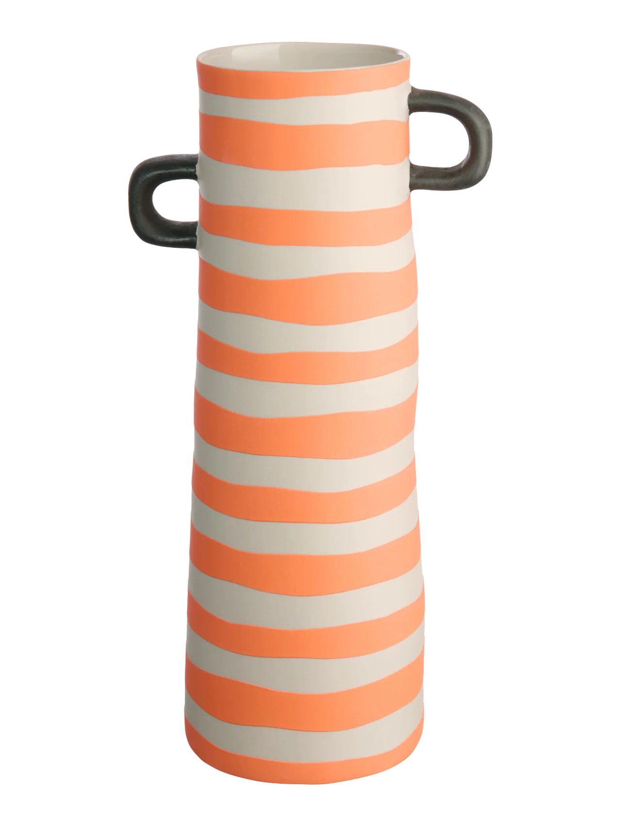 vase, orange gestreift