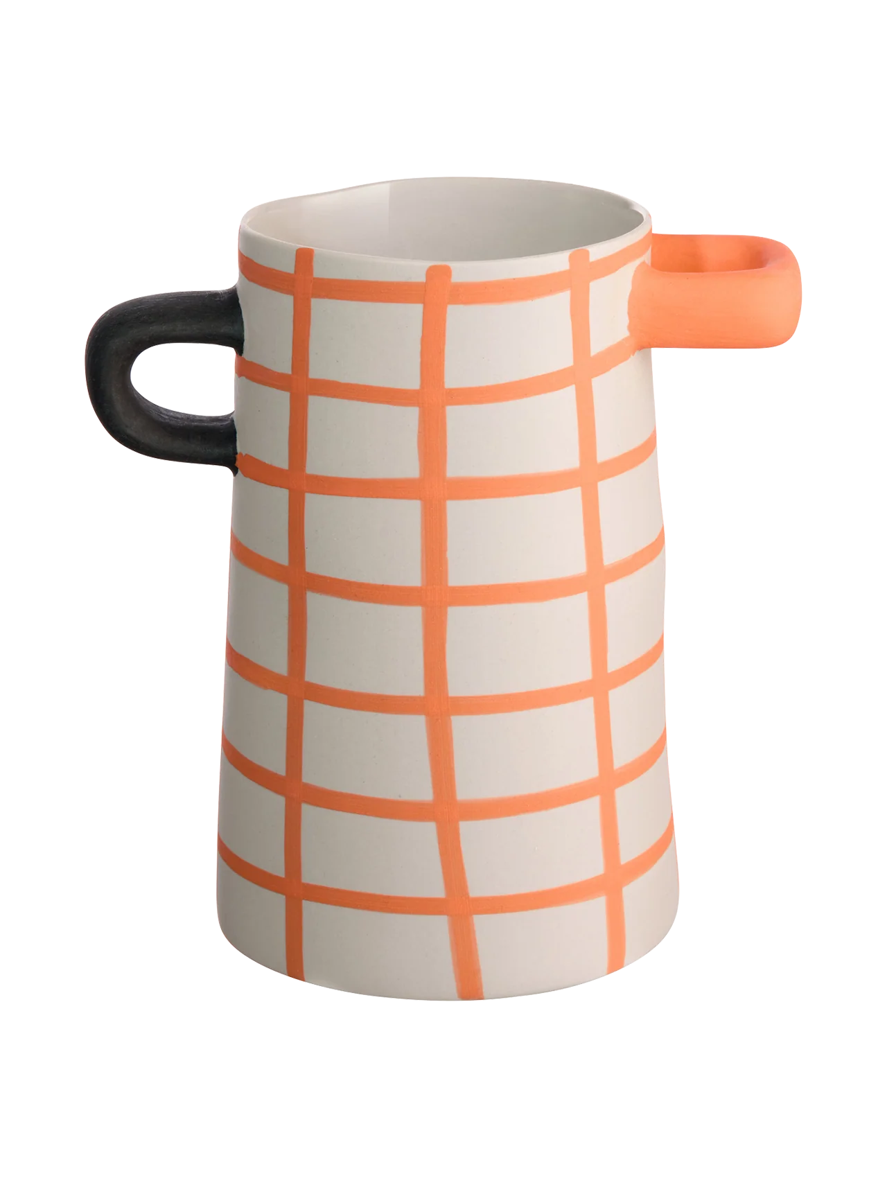 vase, orange kariert